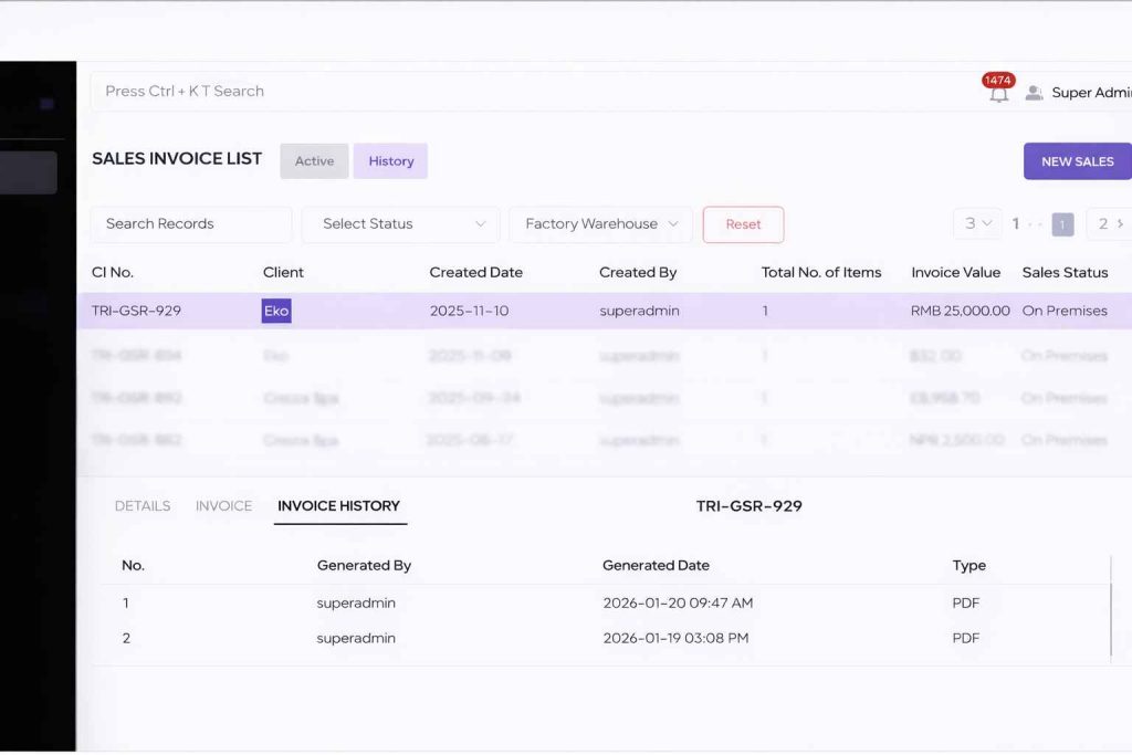 Quality digital invoice management interface for efficient sales tracking and record keeping.