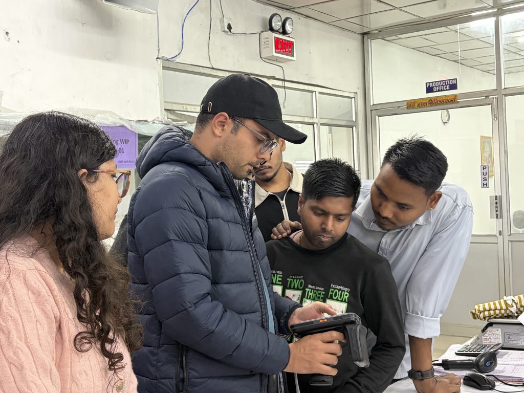 team KnitOne helping end user at Tricot Nepal to adopt RFID technology for SFG tracking in knitwear manufacturing 